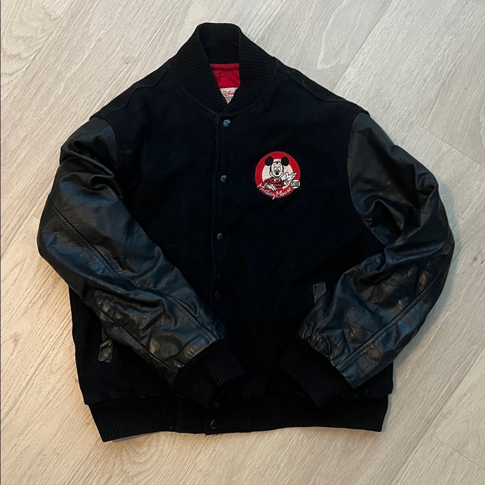 Vintage Disney Store Black and Red Varsity Jacket: Mickey Mouse Club